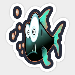 Monster fish frightened fish color Sticker